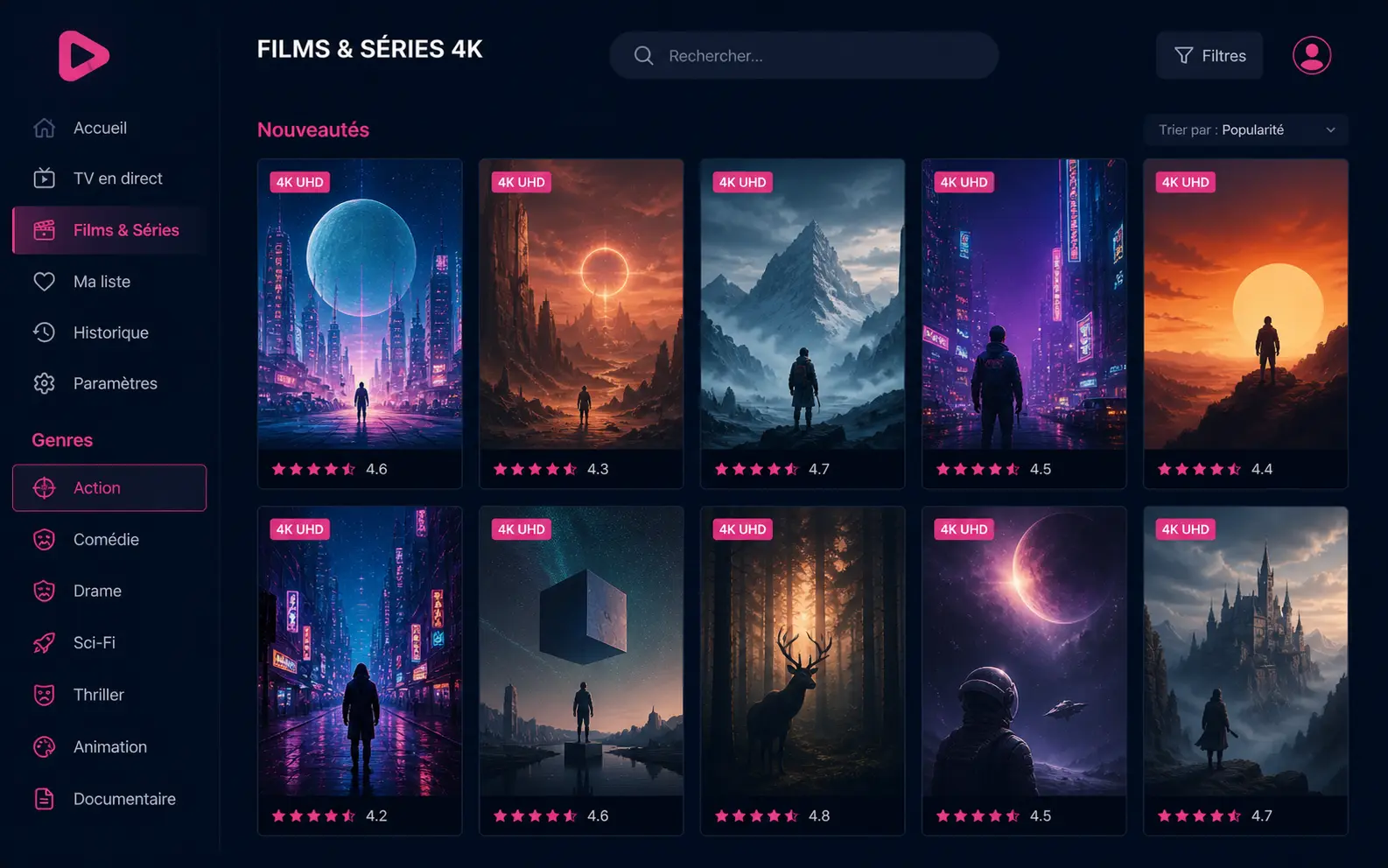 Catalogue films et séries Iron TV Pro 4K